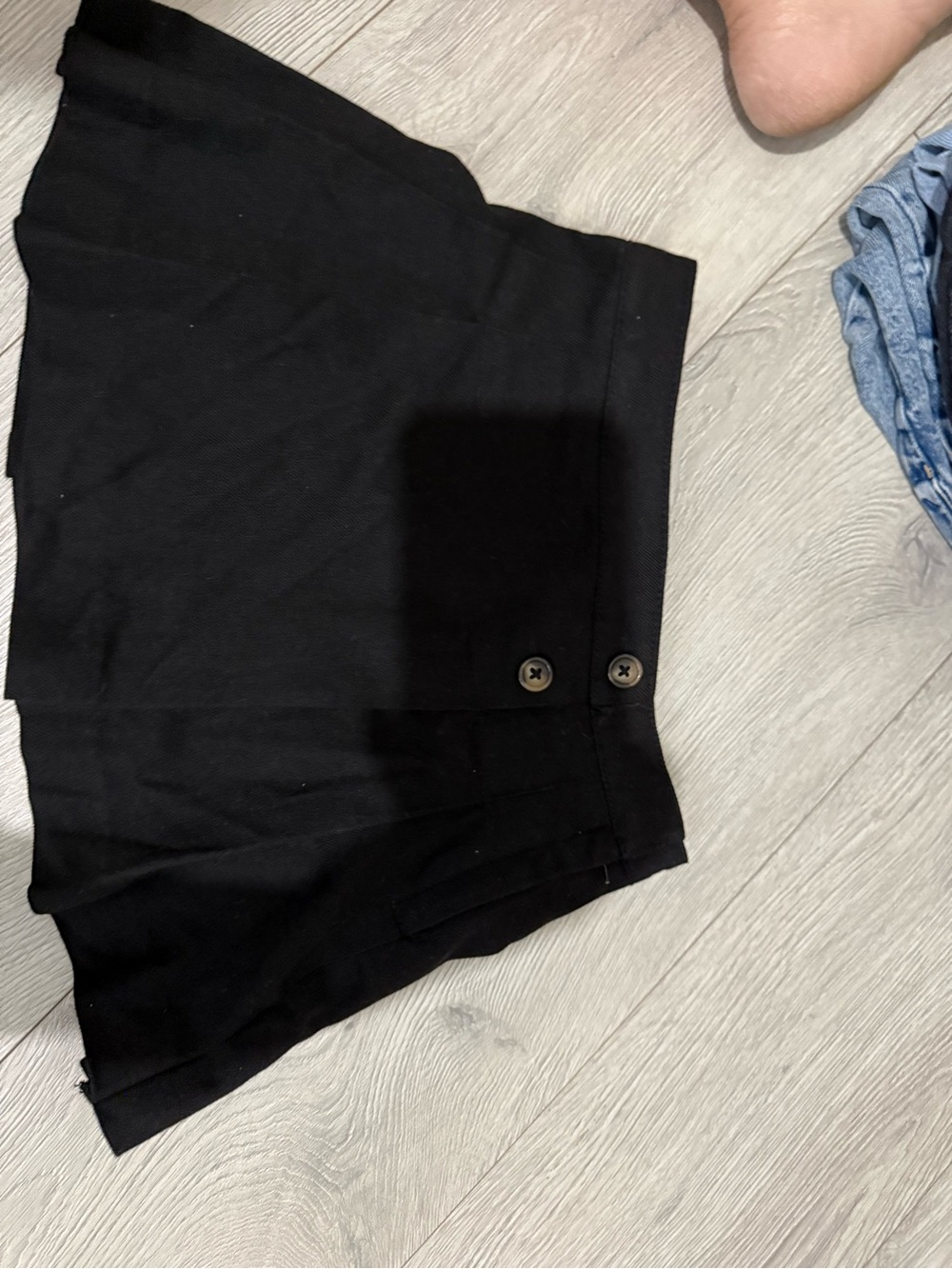 Girls Black High-Waist Button Front Shorts